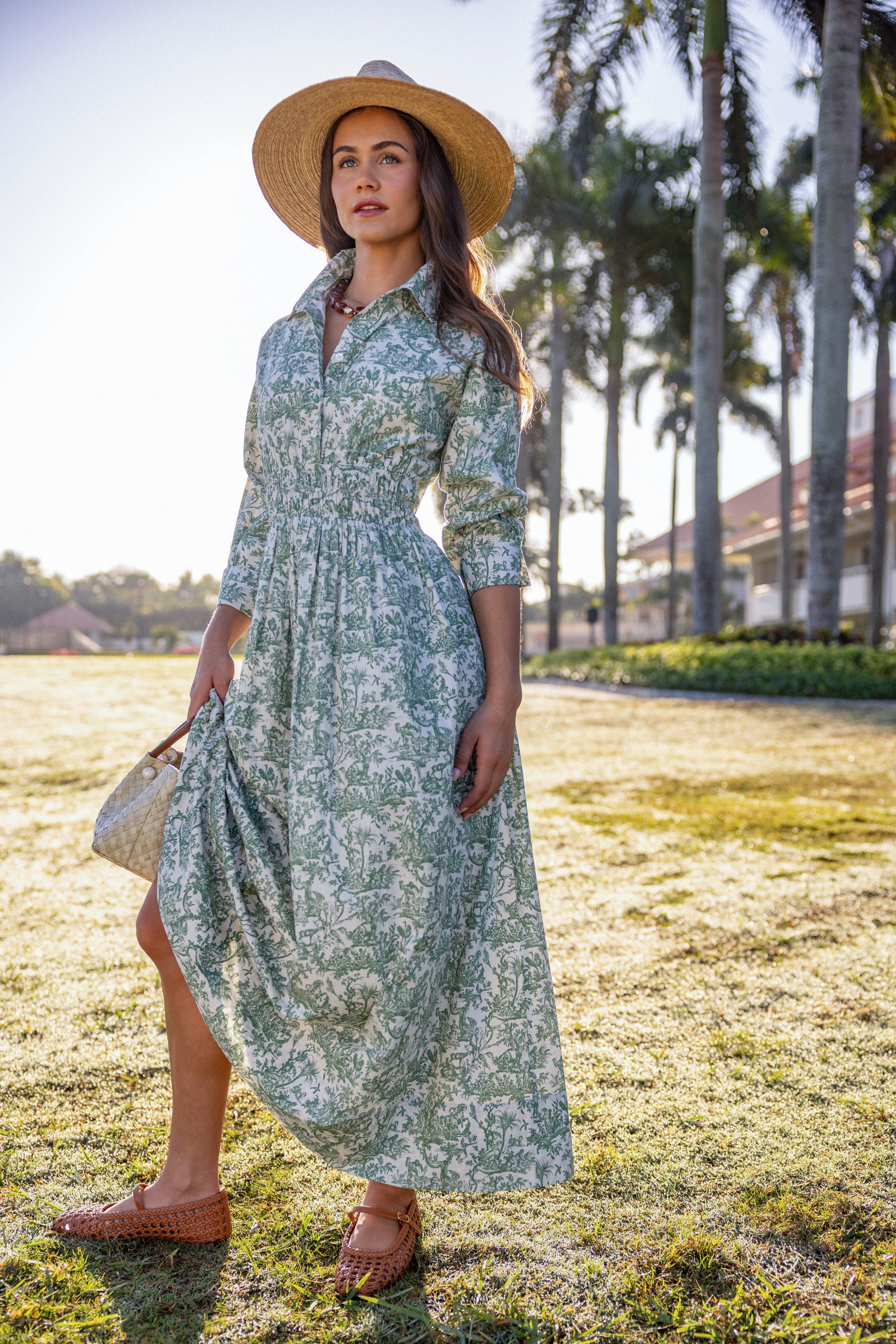 upf maxi dress 50+ Cotton – Green Toile Length Sun Protective Dress 11 Summer Dresses That Swatch:#d6d7d7 Inseam:Tall giving you two different