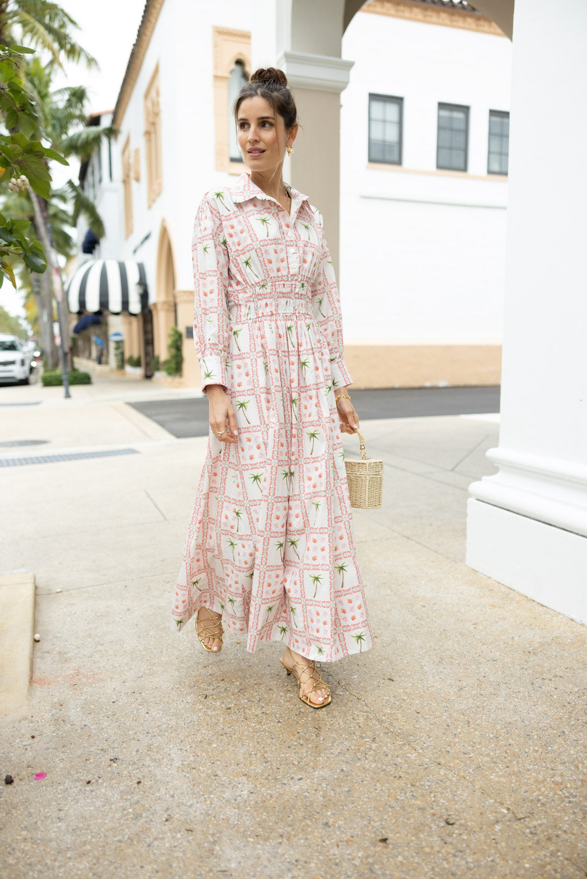upf maxi dress UPF 50+ Cotton Maxi Dress- Pink Floral Sun Protection Dress