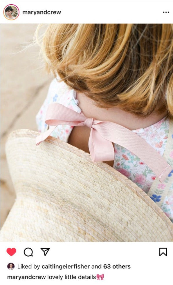 Palmetto Little Girl’s Hat - Long & Thin French Blue Grosgrain Ribbon
