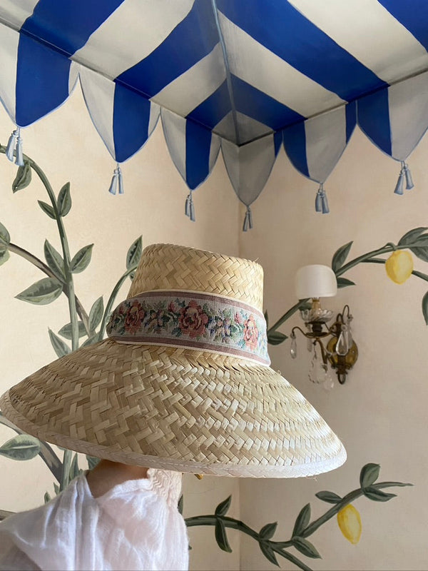Amaryllis Sun Hat - Dark Coral Wide & Short Grosgrain Ribbon
