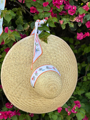 Geranium Sun Hat - Wide & Short White Grosgrain Ribbon
