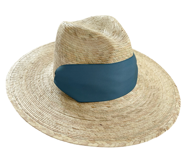 Zinnia Sun Hat - French Blue Wide & Short Grosgrain Ribbon
