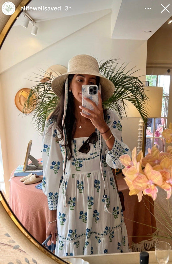 Clematis Bucket Hat - French Blue Wide & Short Grosgrain Ribbon
