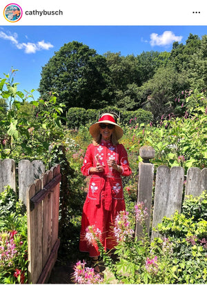 Amaryllis Sun Hat - Red Wide & Short Grosgrain Ribbon
