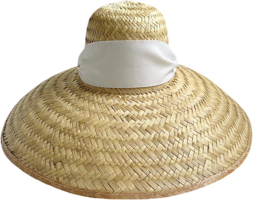 Geranium Sun Hat - Wide & Short White Grosgrain Ribbon
