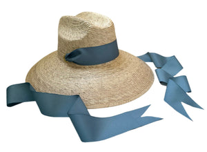 Hollyhock Sun Hat - French Blue Long Grosgrain Ribbon
