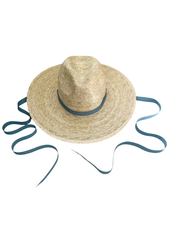 Zinnia Sun Hat - Long & Thin French Blue Grosgrain Ribbon
