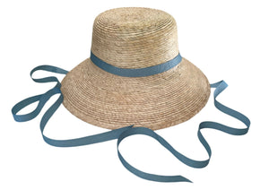 Palmetto Little Girl’s Hat - Long & Thin French Blue Grosgrain Ribbon
