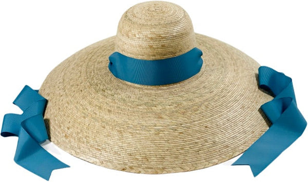 Daisy Sun Hat - French Blue Grosgrain Ribbon
