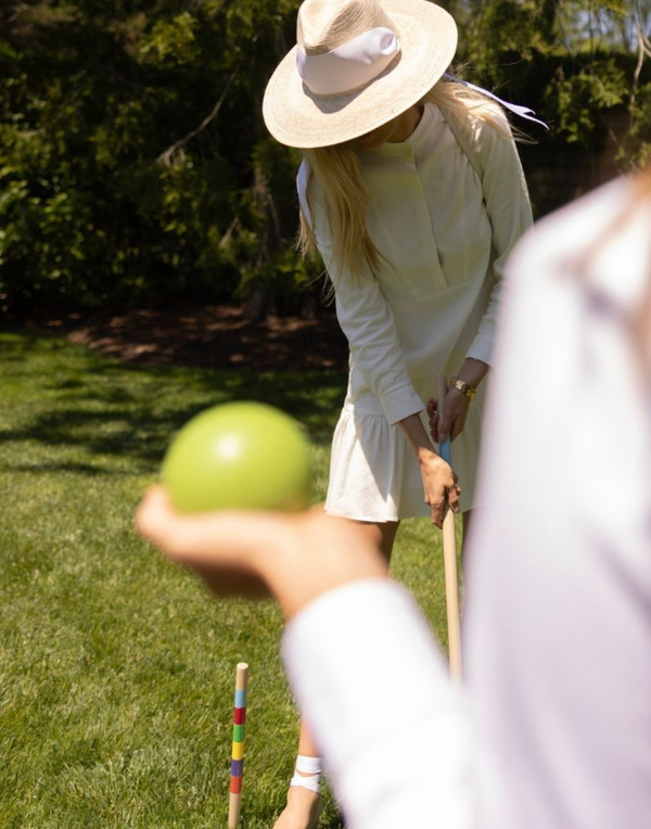 Zinnia Sun Hat - Long Ivory Grosgrain Ribbon
