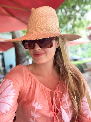 Oleander Sun Hat - Vintage Aubergine Lily Tapestry Ribbon
