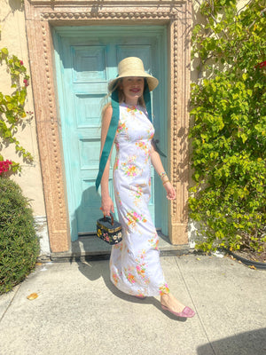 Clematis Bucket Hat - Coral Wide & Short Grosgrain Ribbon
