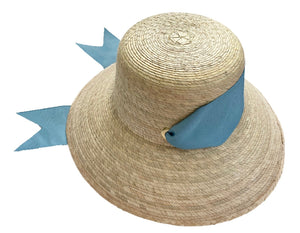 Clematis Bucket Hat - French Blue Wide & Short Grosgrain Ribbon
