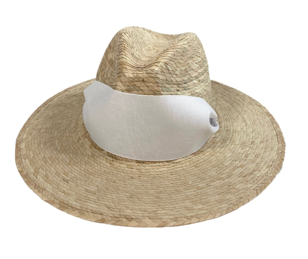 Zinnia Sun Hat - White Wide & Short Tennis & Croquet Ribbon

