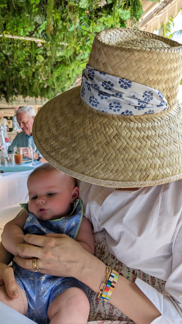 Amaryllis Sun Hat - Dark Coral Wide & Short Grosgrain Ribbon
