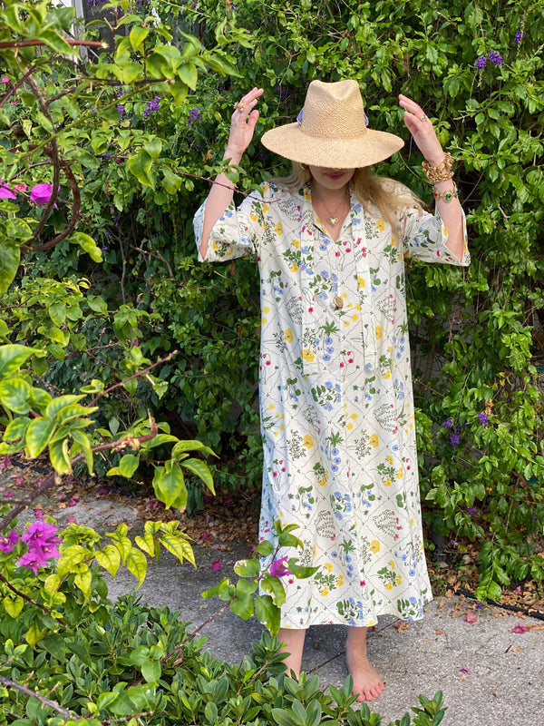 Oleander Sun Hat - Vintage Aubergine Lily Tapestry Ribbon
