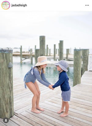 Palmetto Little Girl’s Hat - Long & Thin French Blue Grosgrain Ribbon
