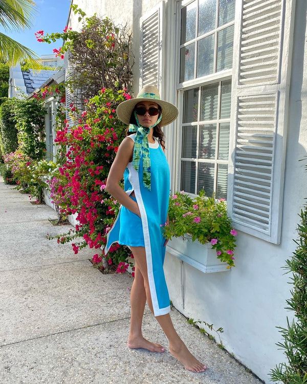Hollyhock Sun Hat - French Blue Long Grosgrain Ribbon
