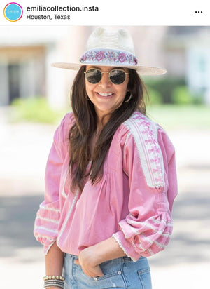 Zinnia Sun Hat - Red Wide & Short Grosgrain Ribbon
