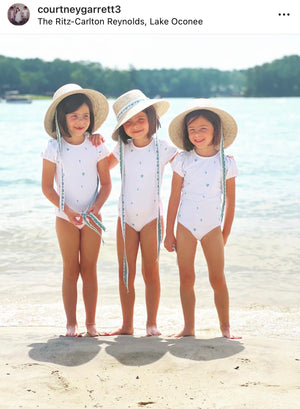 Palmetto Little Girl’s Hat - Long Coral Grosgrain Ribbon
