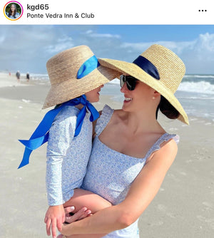 Palmetto Little Girl’s Hat - Long & Thin French Blue Grosgrain Ribbon
