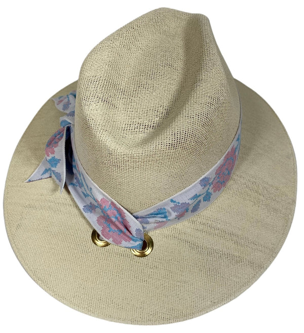 Orchid Sun Hat - Pastel Floral Tapestry Ribbon
