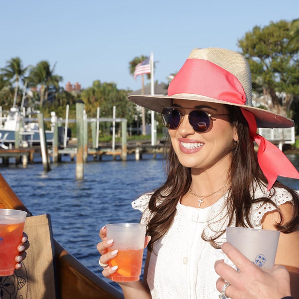 Zinnia Sun Hat - Long & Thin French Blue Grosgrain Ribbon
