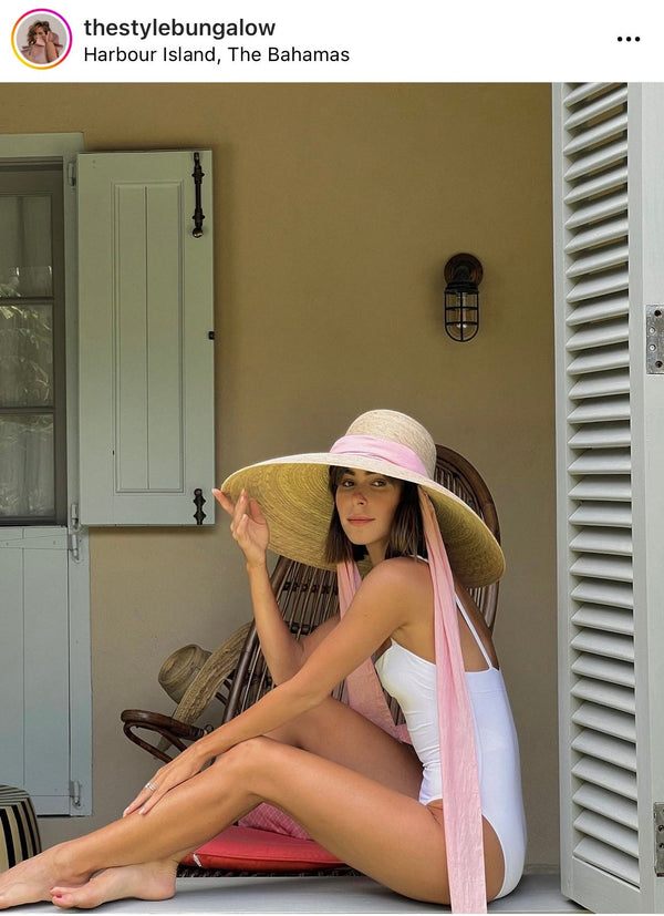 Daisy Sun Hat - French Blue Grosgrain Ribbon
