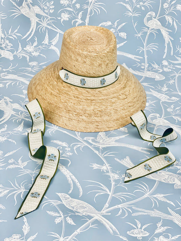 Wildflower Sun Hat - Masters Green Wide & Short Grosgrain Ribbon
