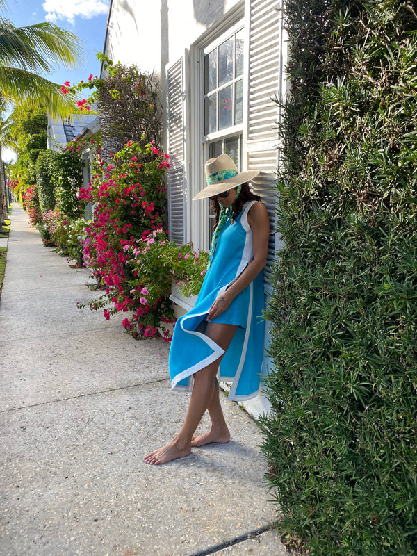 Hollyhock Sun Hat - French Blue Long Grosgrain Ribbon
