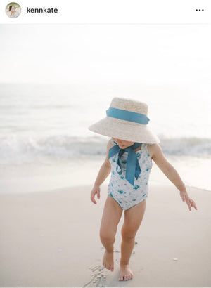 Palmetto Little Girl’s Hat - Long Coral Grosgrain Ribbon
