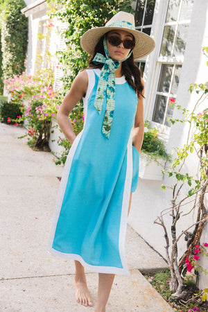 Hollyhock Sun Hat - French Blue Long Grosgrain Ribbon
