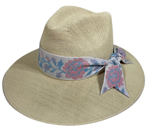 Orchid Sun Hat - Pastel Floral Tapestry Ribbon
