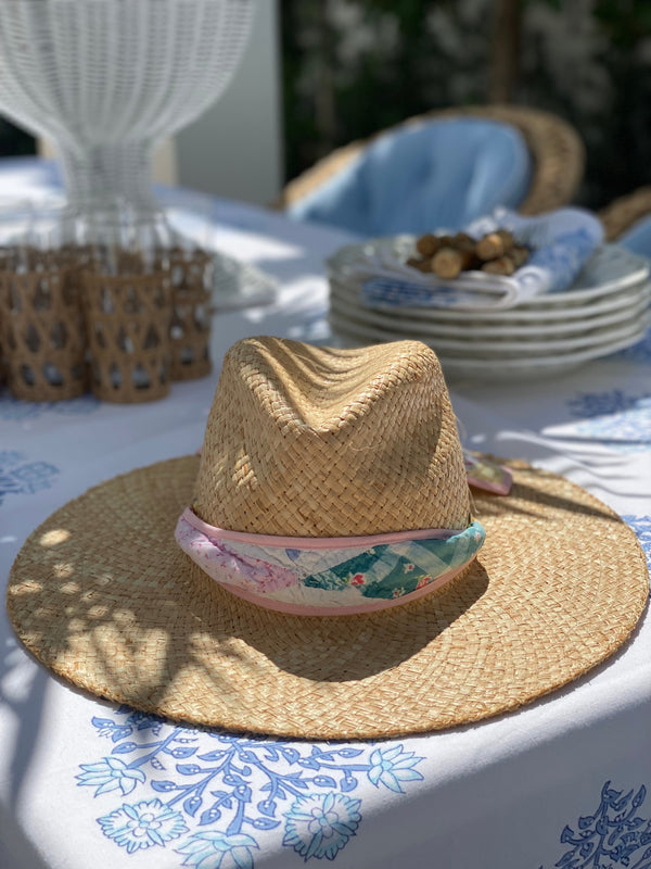 Oleander Sun Hat - Vintage Aubergine Lily Tapestry Ribbon
