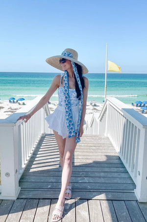 Daisy Sun Hat - French Blue Grosgrain Ribbon
