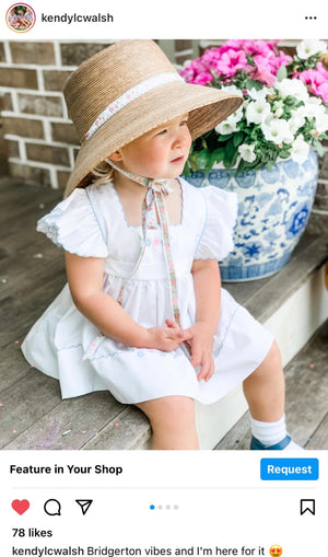 Palmetto Little Girl’s Hat - Long Coral Grosgrain Ribbon

