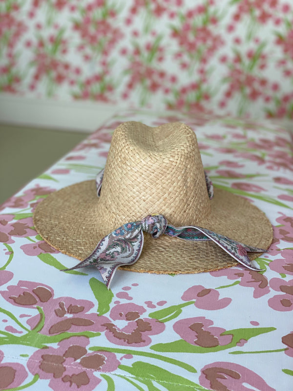 Oleander Sun Hat - Vintage Aubergine Lily Tapestry Ribbon
