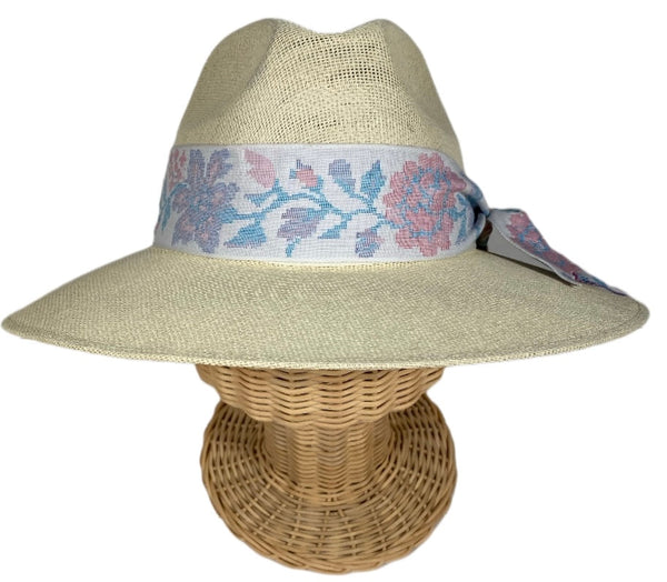 Orchid Sun Hat - Pastel Floral Tapestry Ribbon
