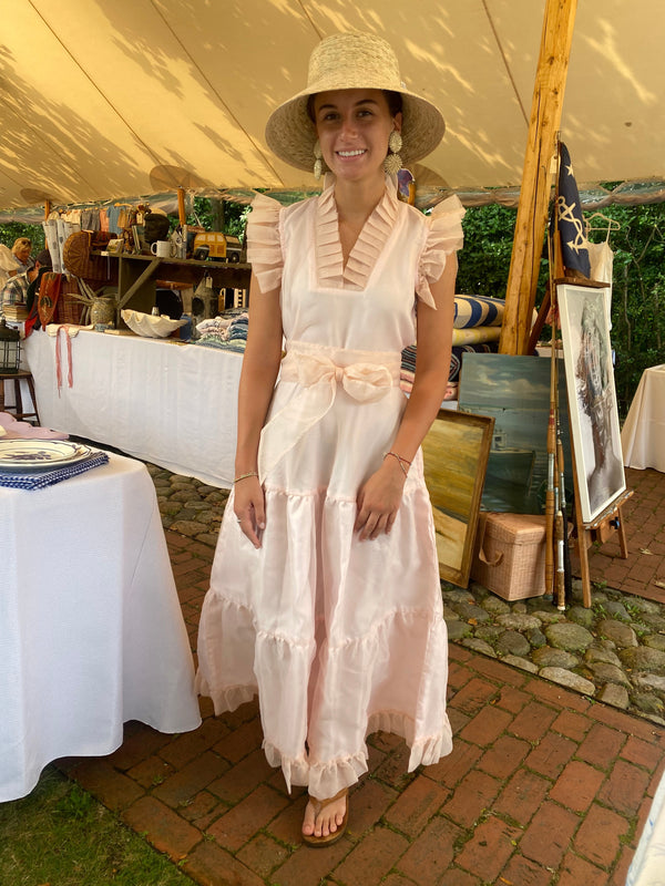 Clematis Bucket Hat - Coral Wide & Short Grosgrain Ribbon
