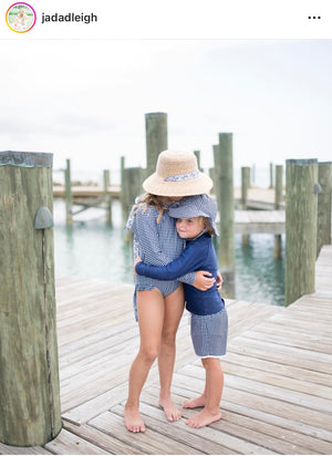 Palmetto Little Girl’s Hat - Long & Thin French Blue Grosgrain Ribbon
