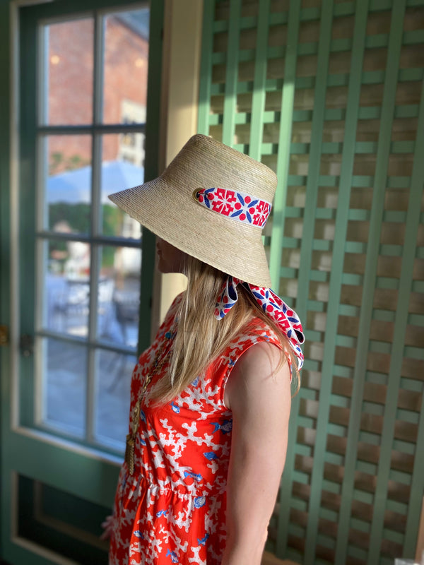Clematis Bucket Hat - French Blue Wide & Short Grosgrain Ribbon

