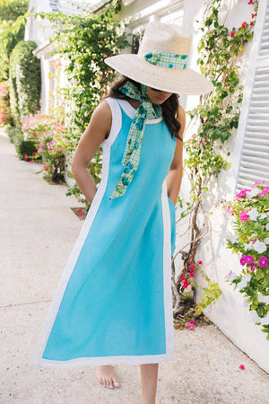 Hollyhock Sun Hat - French Blue Long Grosgrain Ribbon
