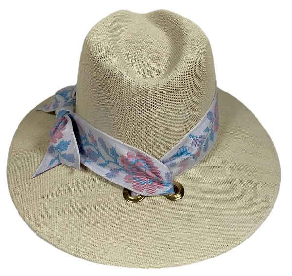 Orchid Sun Hat - Pastel Floral Tapestry Ribbon
