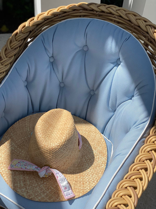 Oleander Sun Hat - Vintage Aubergine Lily Tapestry Ribbon
