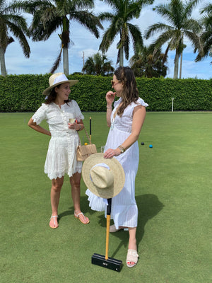 Zinnia Sun Hat - Long Ivory Grosgrain Ribbon
